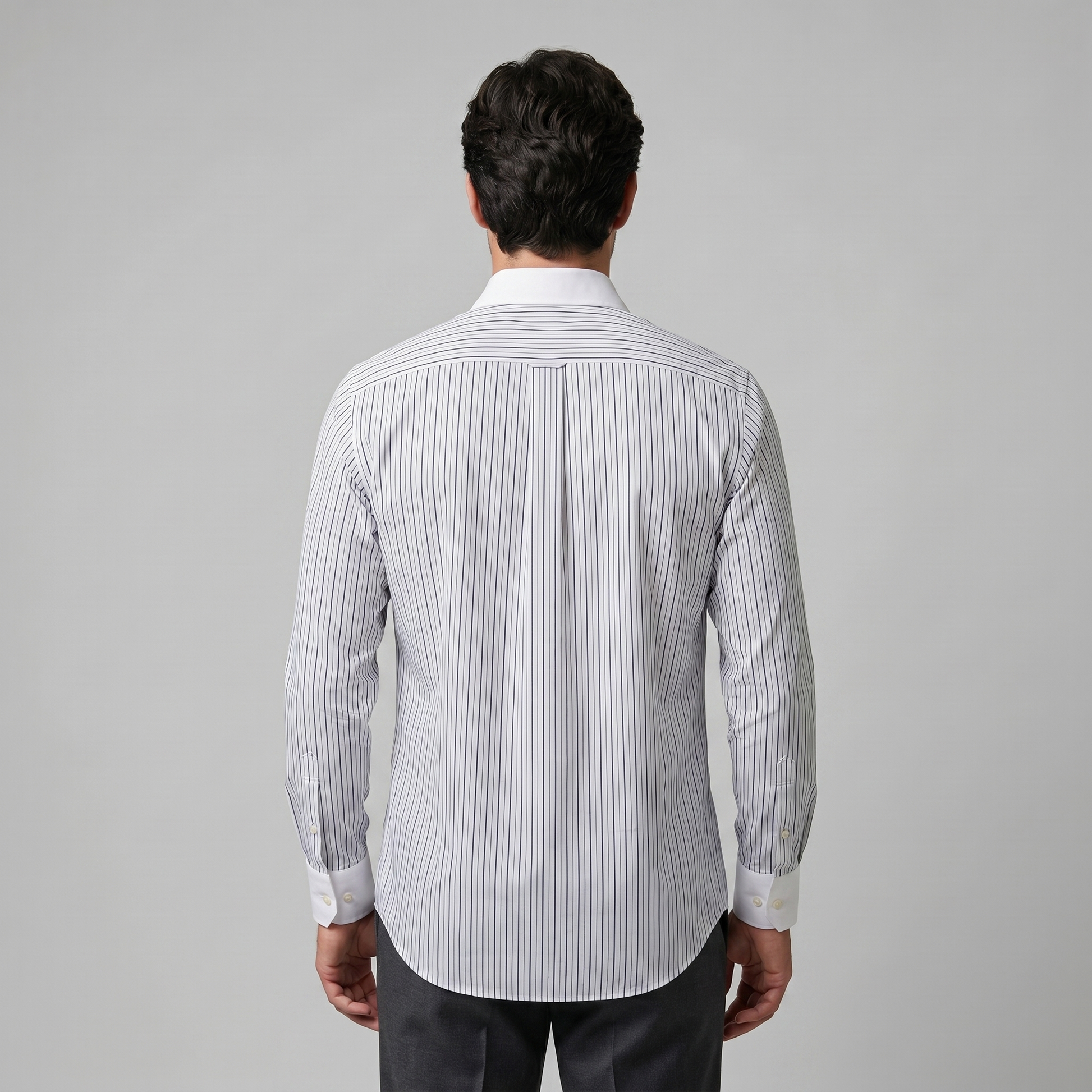 Męska koszula w paski z długim rękawem i guzikami-Shirts for men-Olave