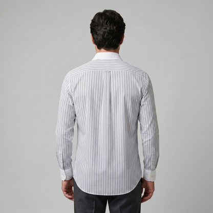 Męska koszula w paski z długim rękawem i guzikami-Shirts for men-Olave