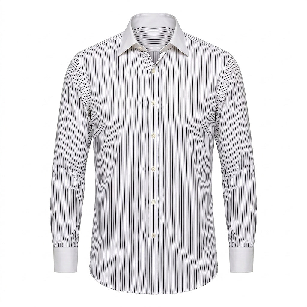 Męska koszula w paski z długim rękawem i guzikami-Shirts for men-Olave
