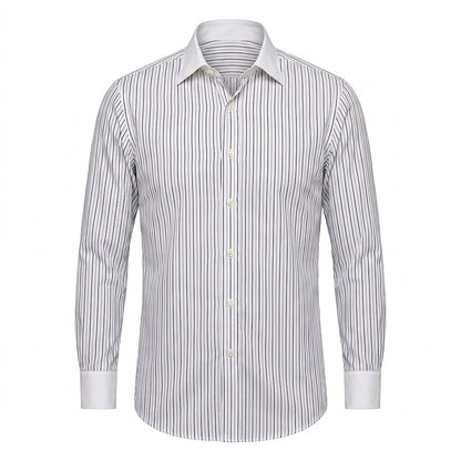 Męska koszula w paski z długim rękawem i guzikami-Shirts for men-Olave