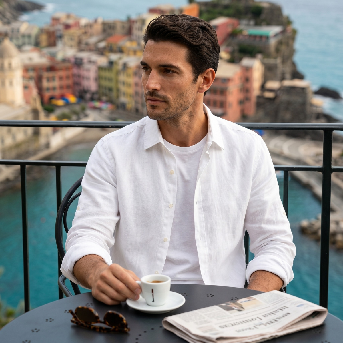 Męska koszula z długim rękawem-Shirts for men-Olave