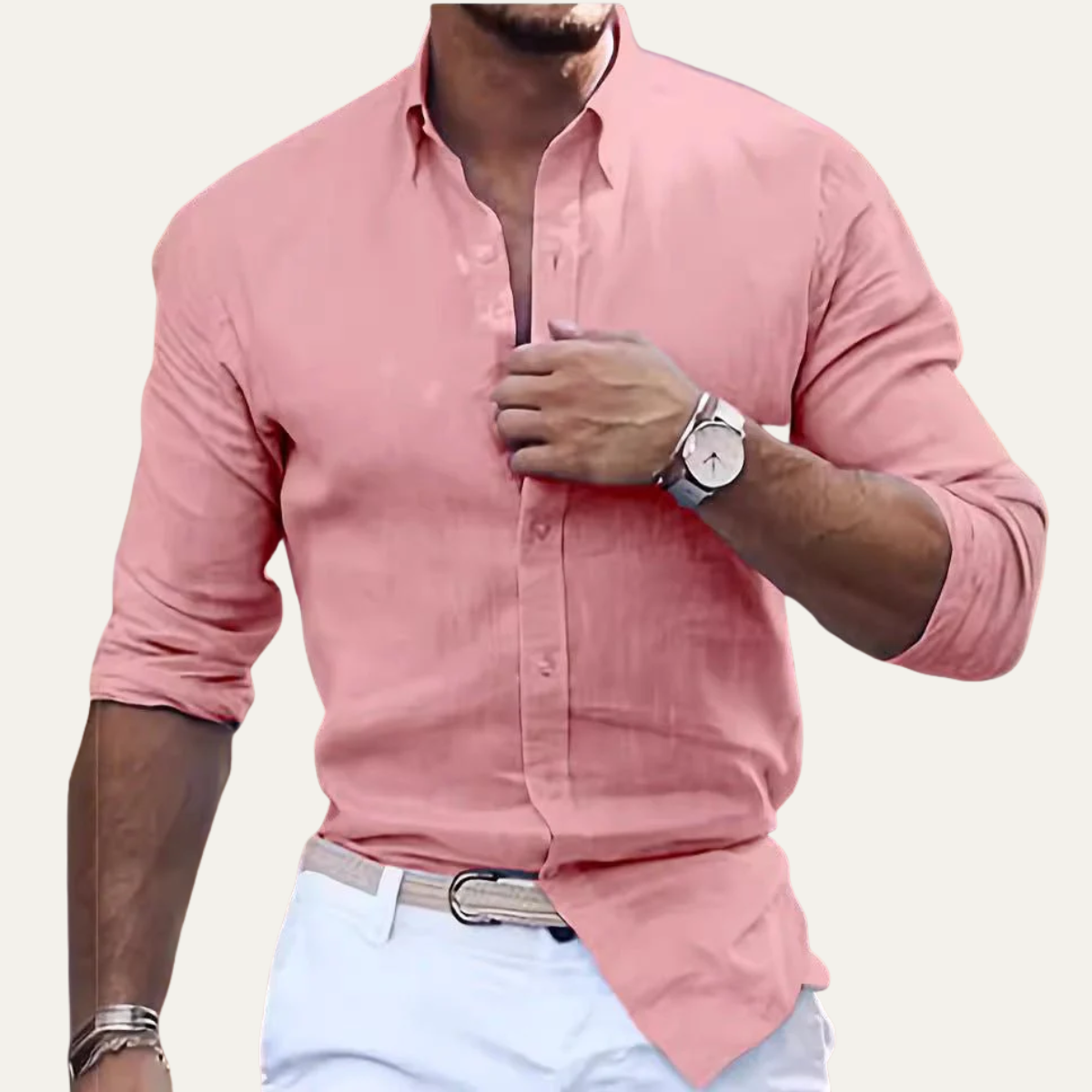 Męska koszula z długim rękawem-Shirts for men-Olave