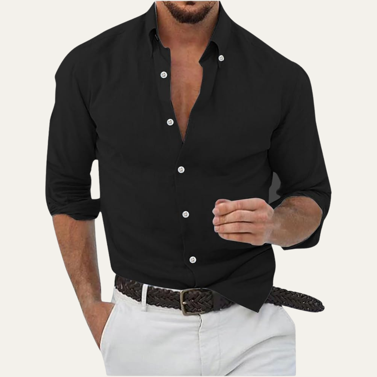 Męska koszula z długim rękawem-Shirts for men-Olave
