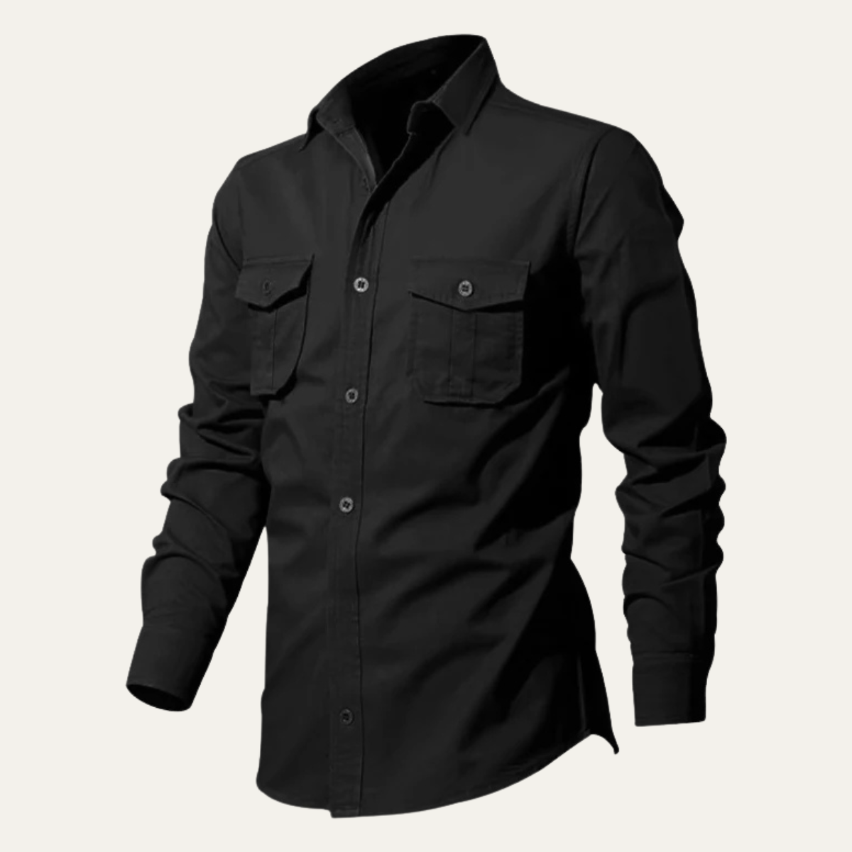 Męska koszula z długim rękawem i dwiema kieszeniami na piersi-Shirts for men-Olave