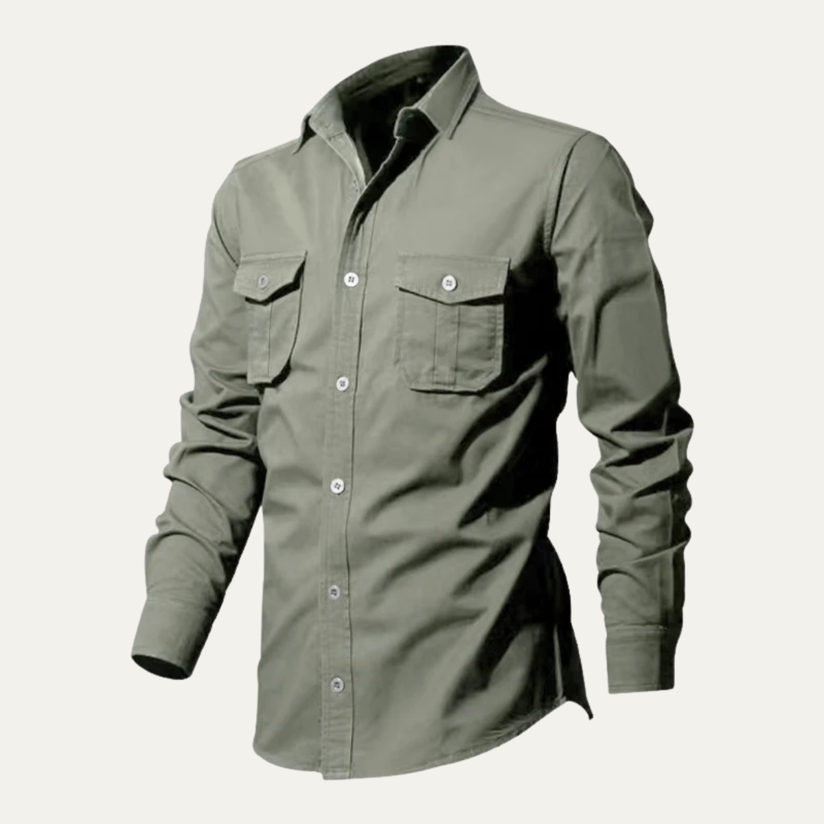 Męska koszula z długim rękawem i dwiema kieszeniami na piersi-Shirts for men-Olave