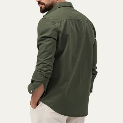 Męska koszula z długim rękawem i dwiema kieszeniami na piersi-Shirts for men-Olave