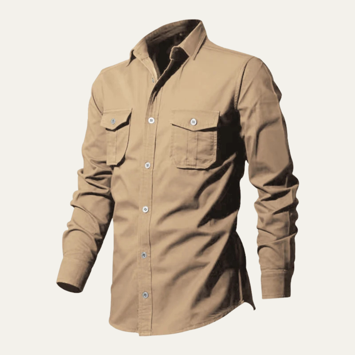 Męska koszula z długim rękawem i dwiema kieszeniami na piersi-Shirts for men-Olave