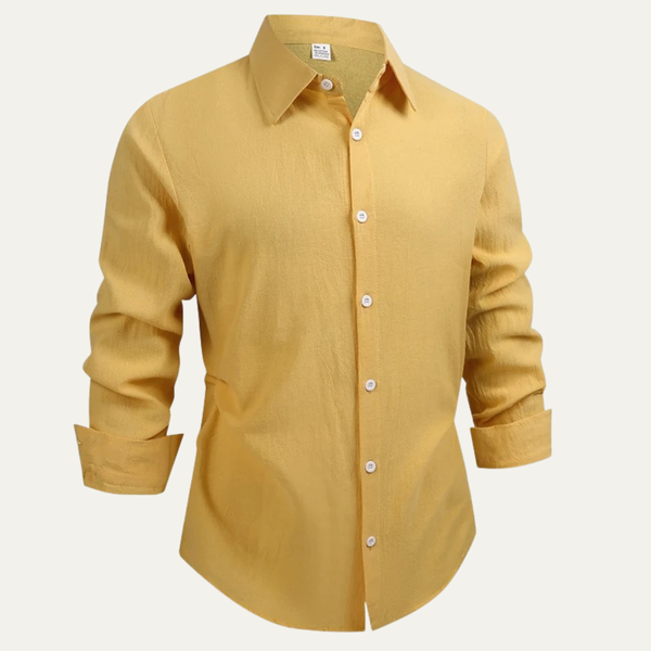 Męska koszula z długim rękawem i kołnierzem zapinana na guziki-Shirts for Men-Olave