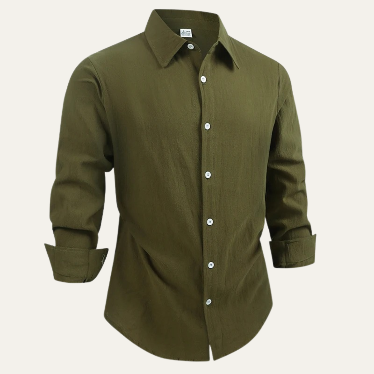 Męska koszula z długim rękawem i kołnierzem zapinana na guziki-Shirts for Men-Olave