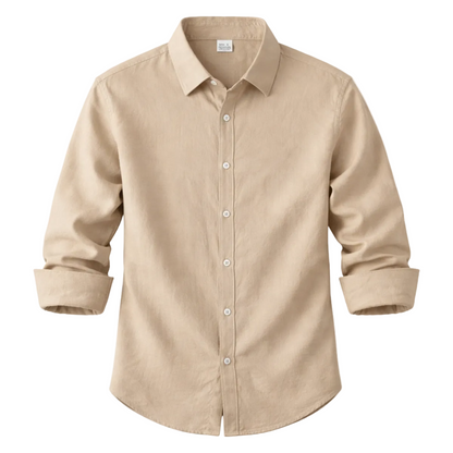 Męska koszula z długim rękawem i kołnierzem zapinana na guziki-Shirts for Men-Olave