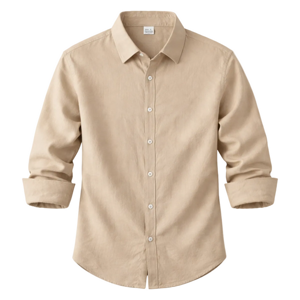 Męska koszula z długim rękawem i kołnierzem zapinana na guziki-Shirts for Men-Olave