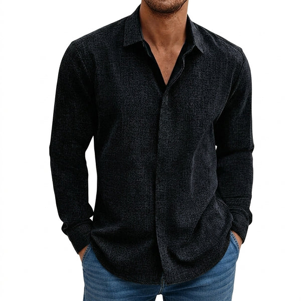 Męska koszula z długim rękawem o fakturze materiału-Shirts for men-Olave
