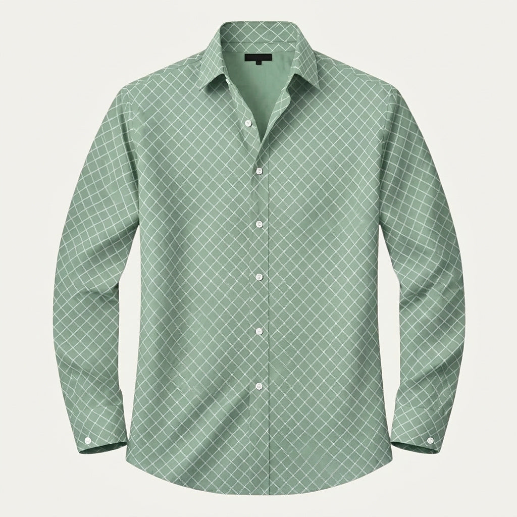 Męska koszula z długim rękawem w geometryczny wzór-Shirts for men-Olave