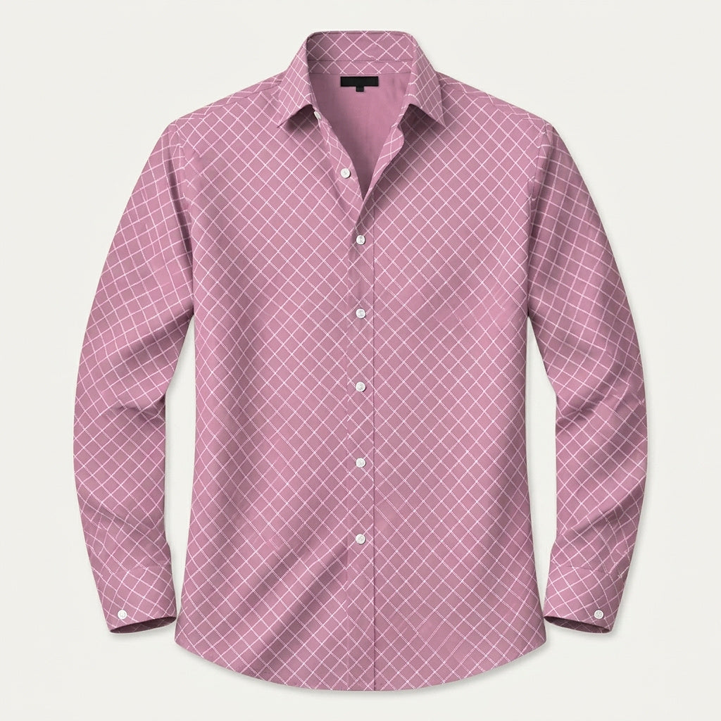 Męska koszula z długim rękawem w geometryczny wzór-Shirts for men-Olave