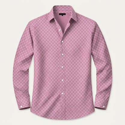 Męska koszula z długim rękawem w geometryczny wzór-Shirts for men-Olave