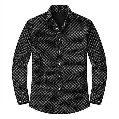 Męska koszula z długim rękawem w geometryczny wzór-Shirts for men-Olave