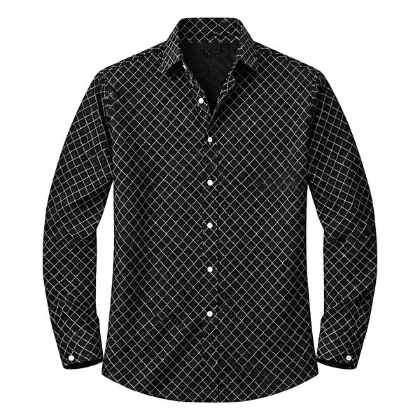 Męska koszula z długim rękawem w geometryczny wzór-Shirts for men-Olave