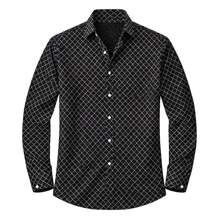 Męska koszula z długim rękawem w geometryczny wzór-Shirts for men-Olave