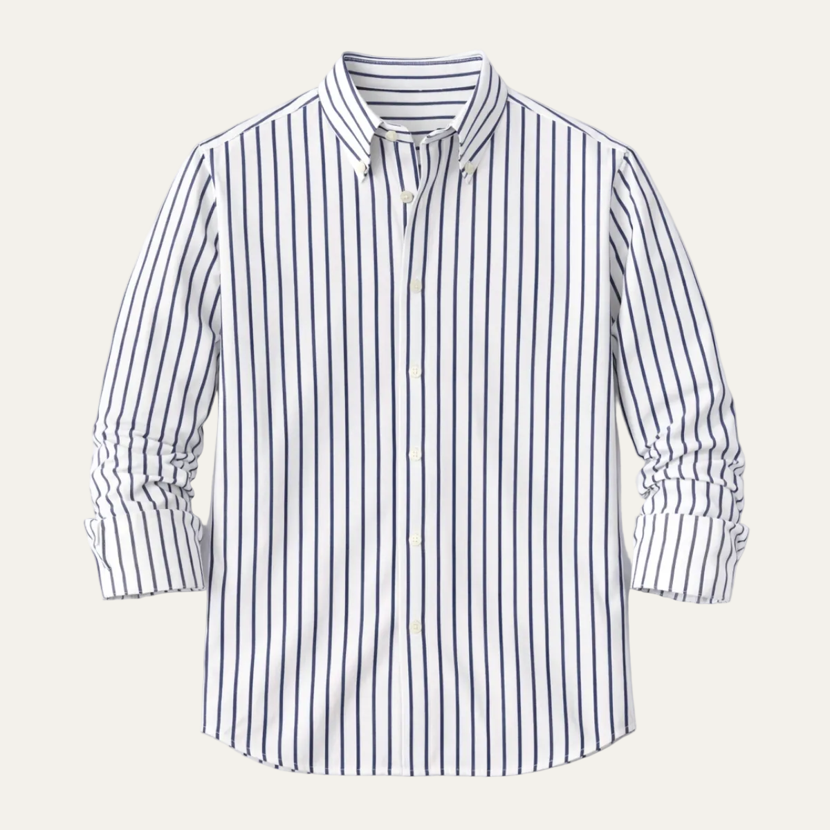 Męska koszula z długim rękawem w paski z kołnierzykiem zapinanym na guziki-Shirts for Men-Olave