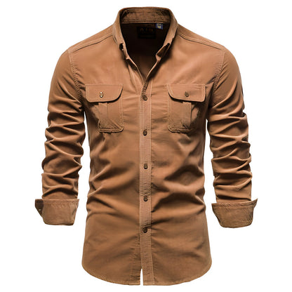Męska koszula z długim rękawem w stylu utility-Shirts for men-Olave
