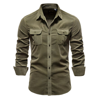 Męska koszula z długim rękawem w stylu utility-Shirts for men-Olave