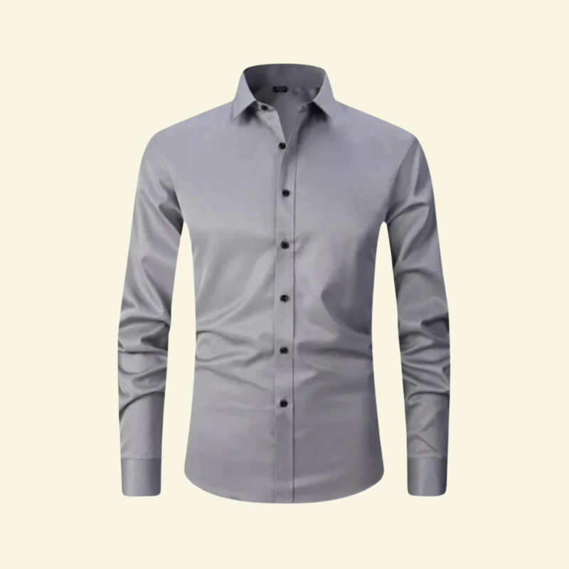 Męska koszula z długim rękawem z kołnierzem i zapięciem na kontrastowe guziki-Shirts for men-Olave