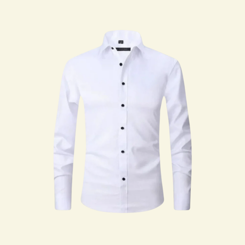 Męska koszula z długim rękawem z kołnierzem i zapięciem na kontrastowe guziki-Shirts for men-Olave