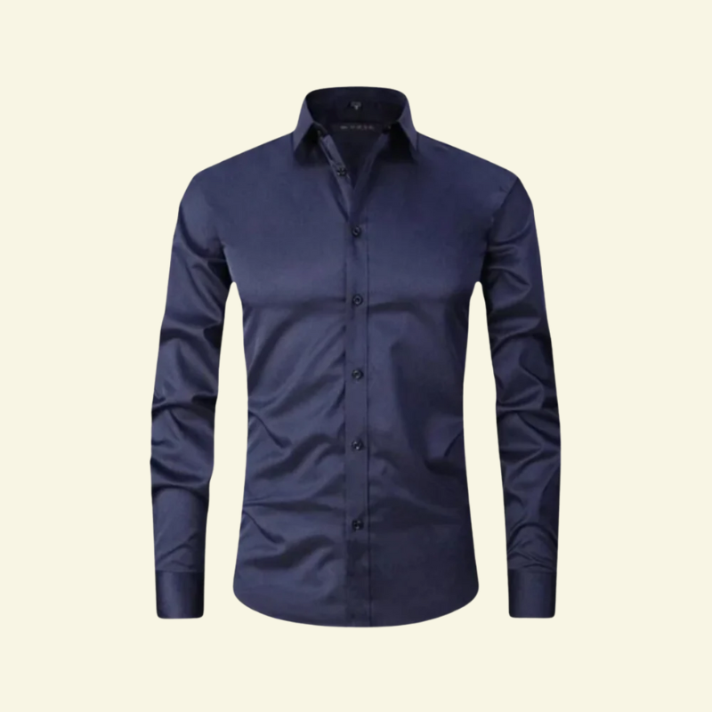 Męska koszula z długim rękawem z kołnierzem i zapięciem na kontrastowe guziki-Shirts for men-Olave