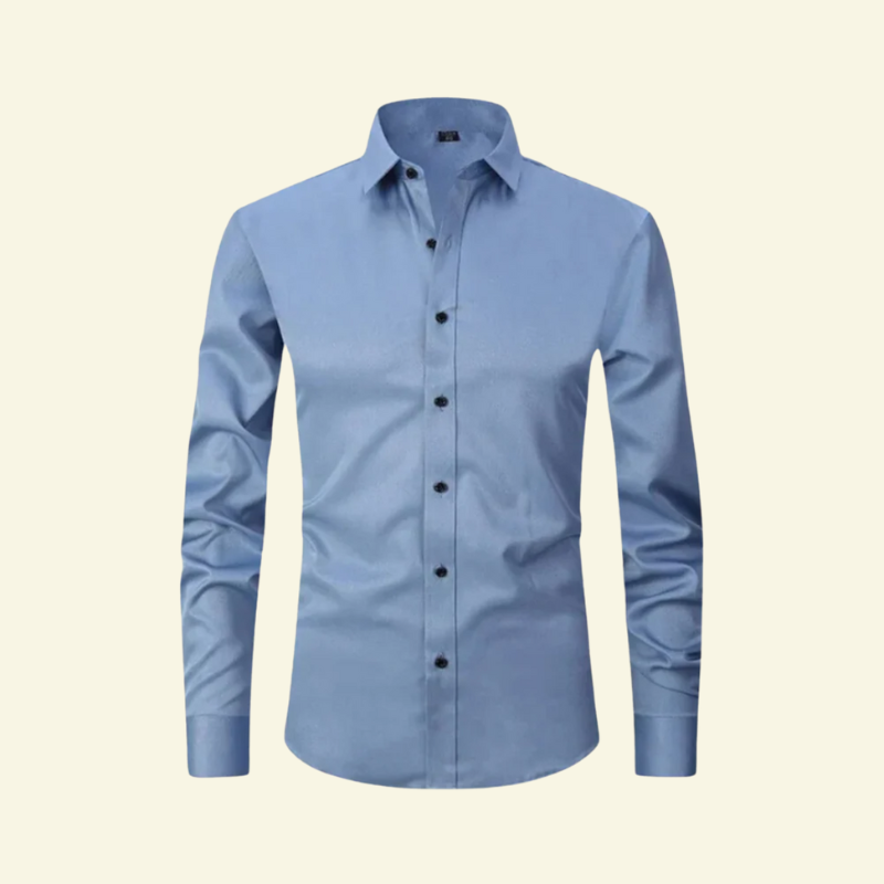Męska koszula z długim rękawem z kołnierzem i zapięciem na kontrastowe guziki-Shirts for men-Olave