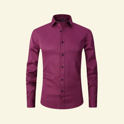Męska koszula z długim rękawem z kołnierzem i zapięciem na kontrastowe guziki-Shirts for men-Olave