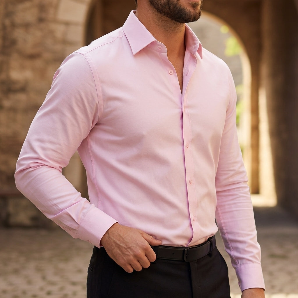 Męska koszula z długim rękawem zapinana na guziki-Shirts for men-Olave