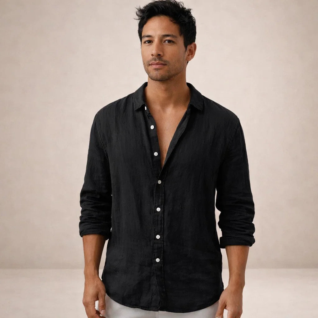 Męska koszula z długim rękawem zapinana na guziki-Shirts for men-Olave