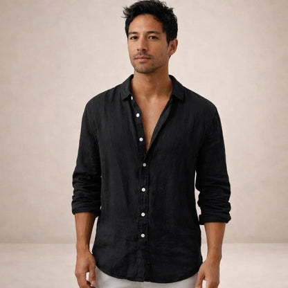 Męska koszula z długim rękawem zapinana na guziki-Shirts for men-Olave