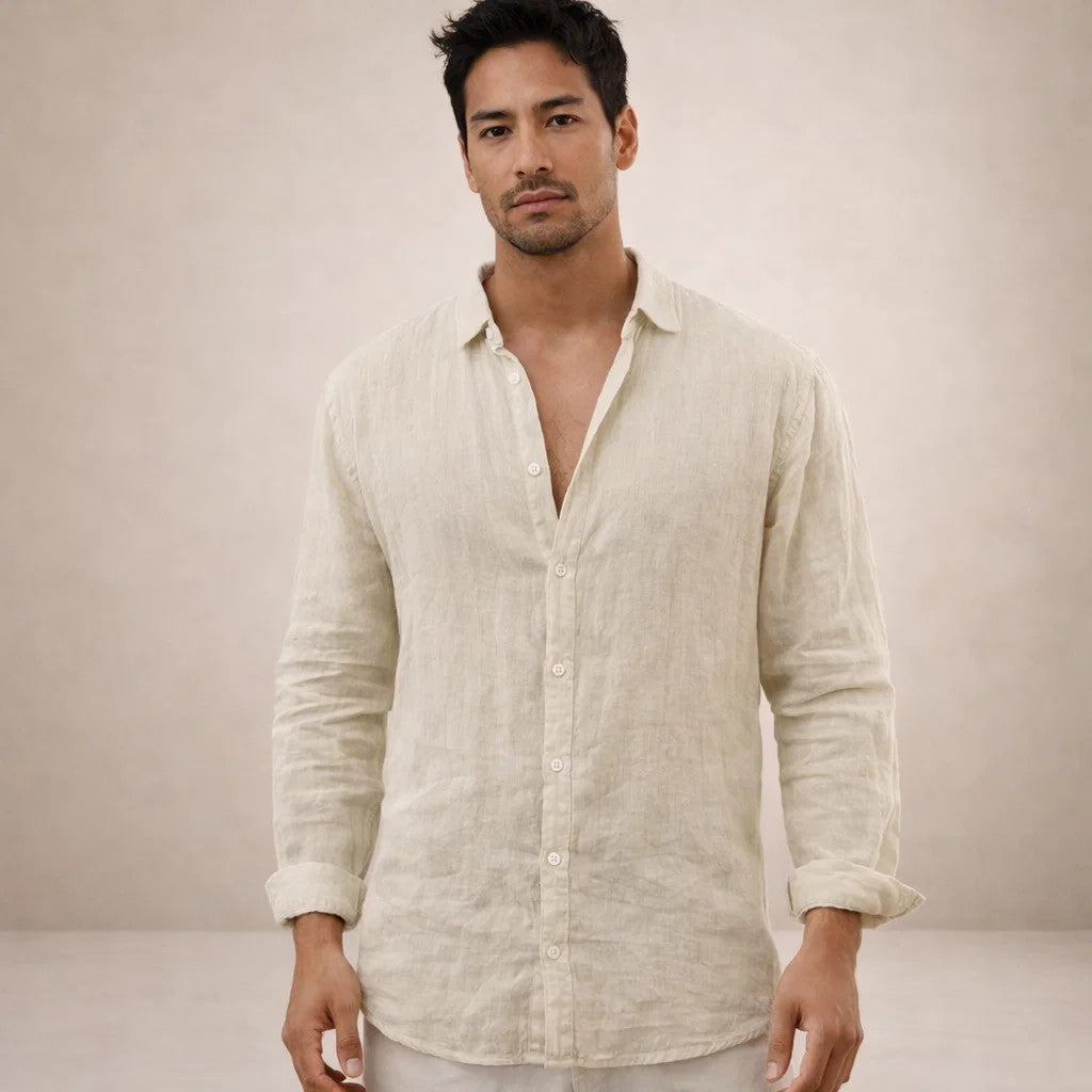 Męska koszula z długim rękawem zapinana na guziki-Shirts for men-Olave