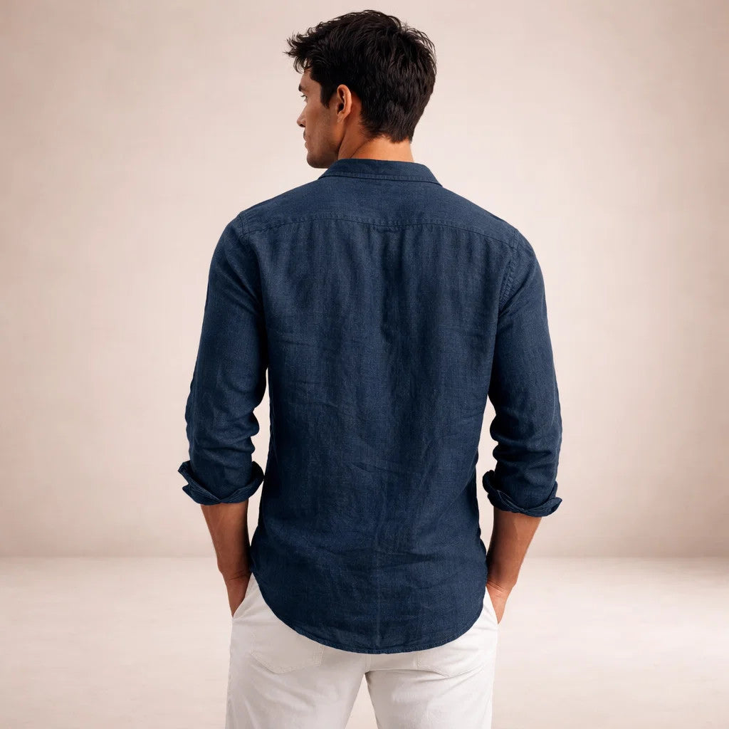 Męska koszula z długim rękawem zapinana na guziki-Shirts for men-Olave