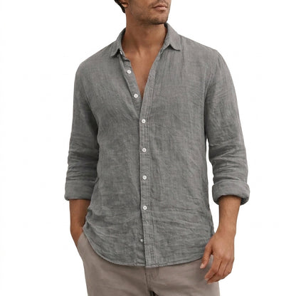 Męska koszula z długim rękawem zapinana na guziki-Shirts for men-Olave