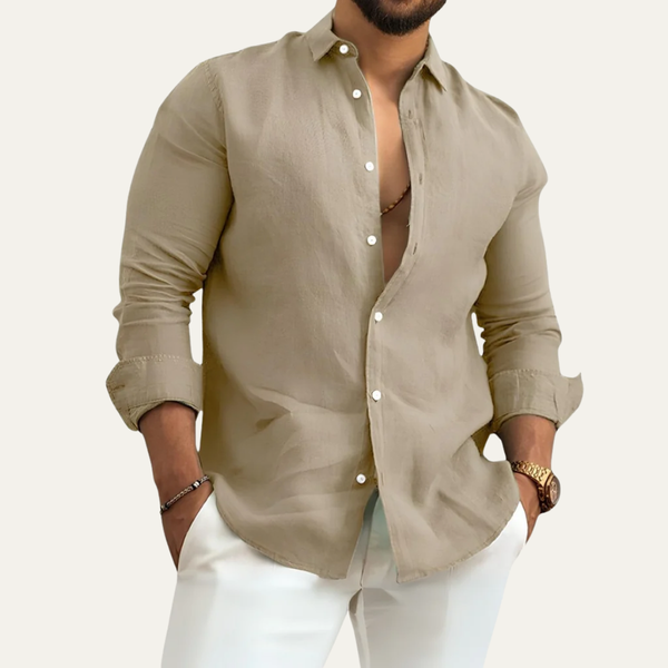 Męska koszula z długim rękawem zapinana na guziki-Shirts for men-Olave