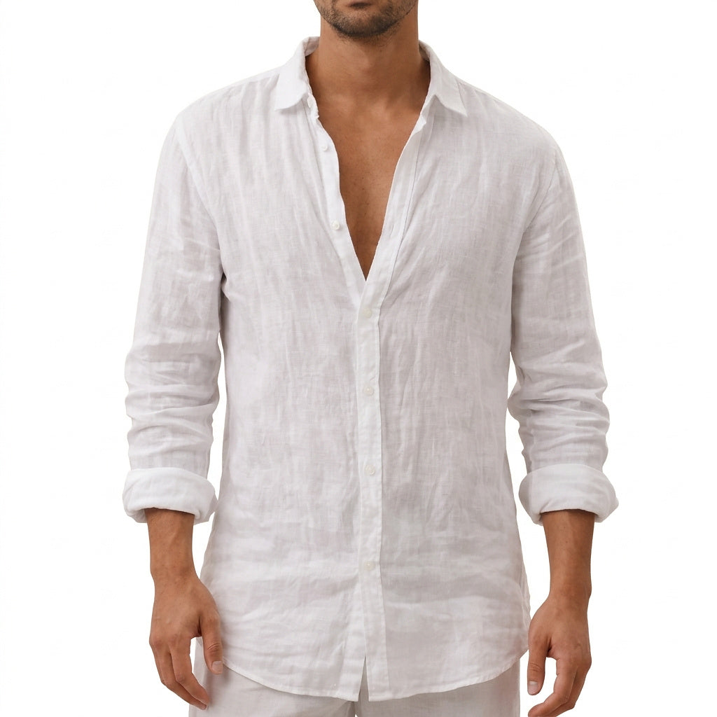 Męska koszula z długim rękawem zapinana na guziki-Shirts for men-Olave