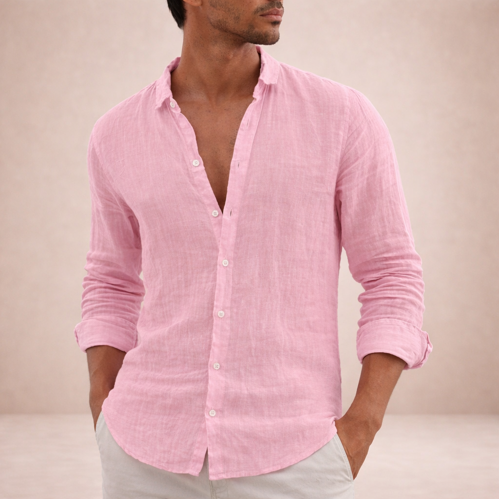 Męska koszula z długim rękawem zapinana na guziki-Shirts for men-Olave