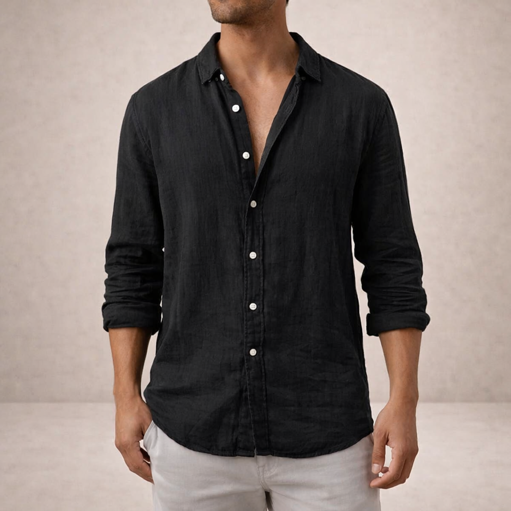 Męska koszula z długim rękawem zapinana na guziki-Shirts for men-Olave