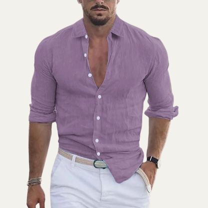 Męska koszula z długim rękawem zapinana na guziki-Shirts for men-Olave