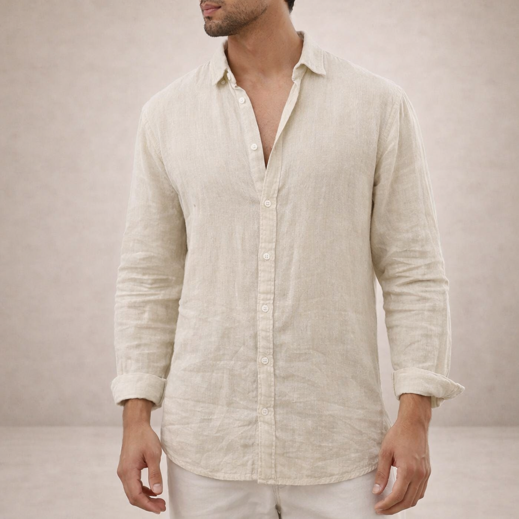 Męska koszula z długim rękawem zapinana na guziki-Shirts for men-Olave