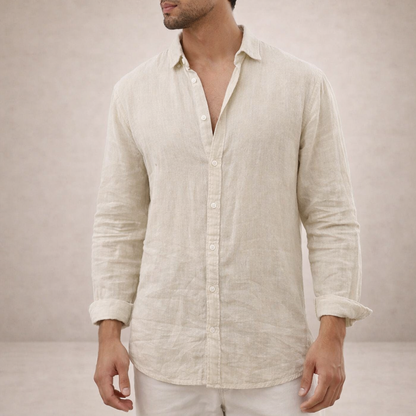 Męska koszula z długim rękawem zapinana na guziki-Shirts for men-Olave