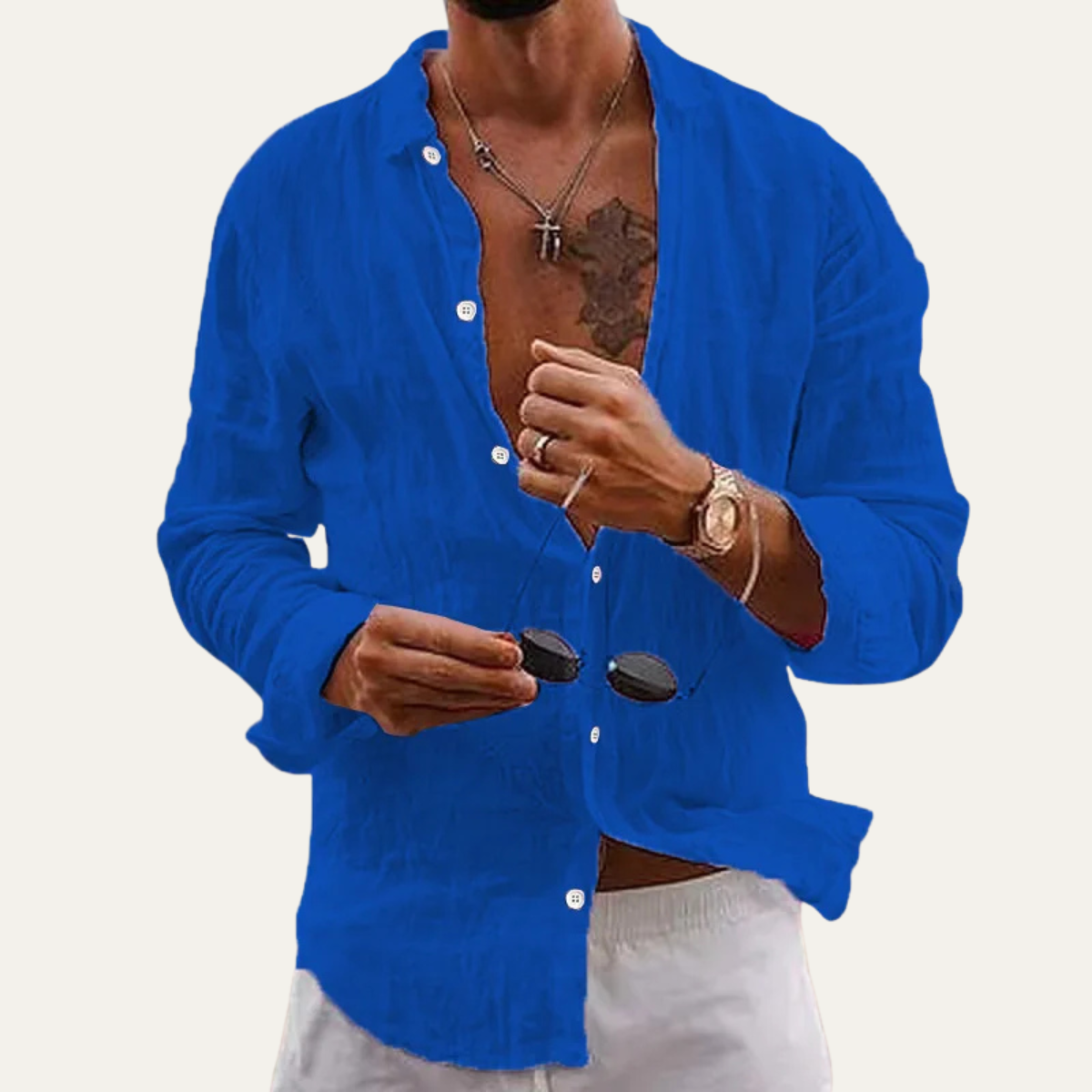 Męska koszula z długim rękawem zapinana na guziki-Shirts for men-Olave