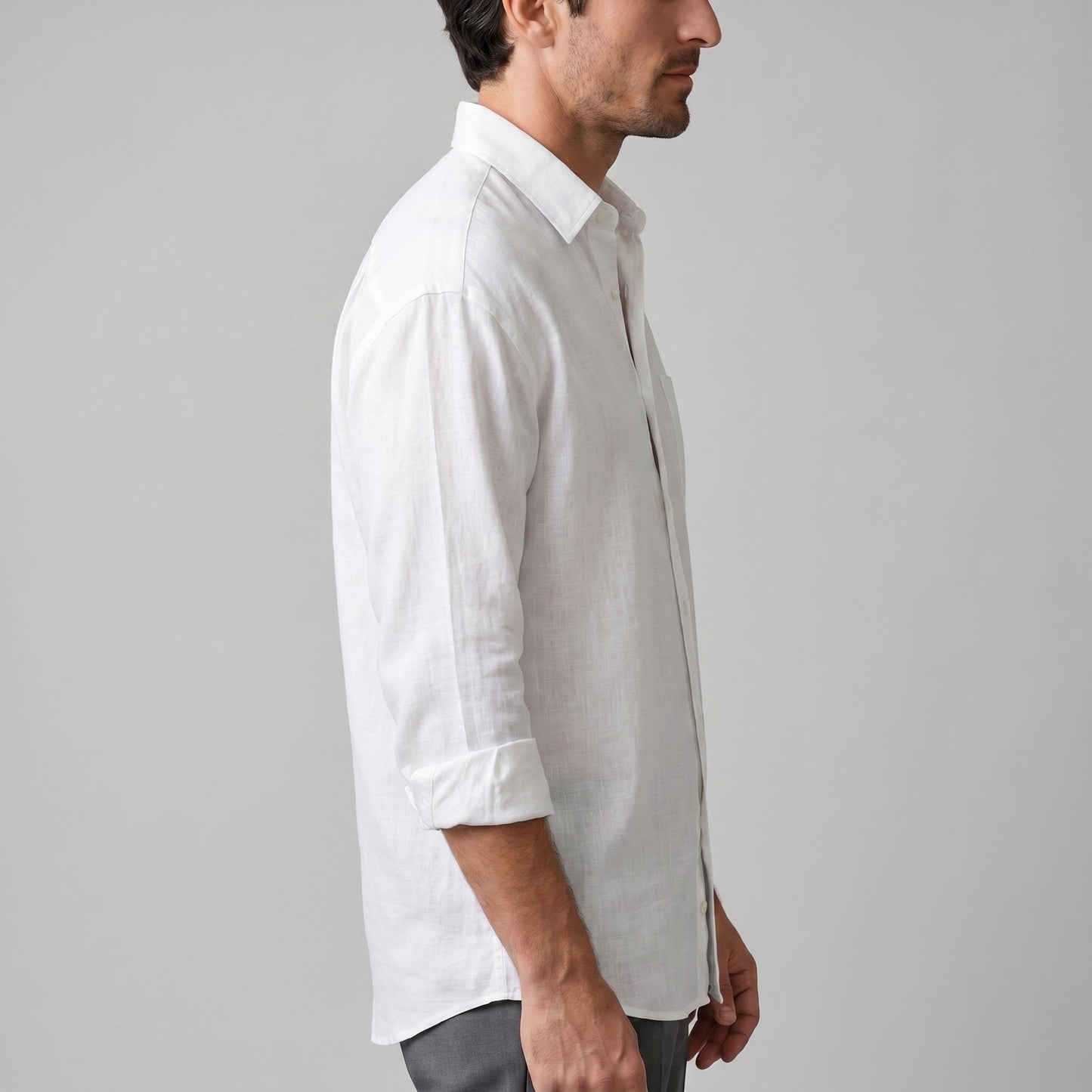 Męska koszula z długim rękawem zapinana na guziki-Shirts for men-Olave