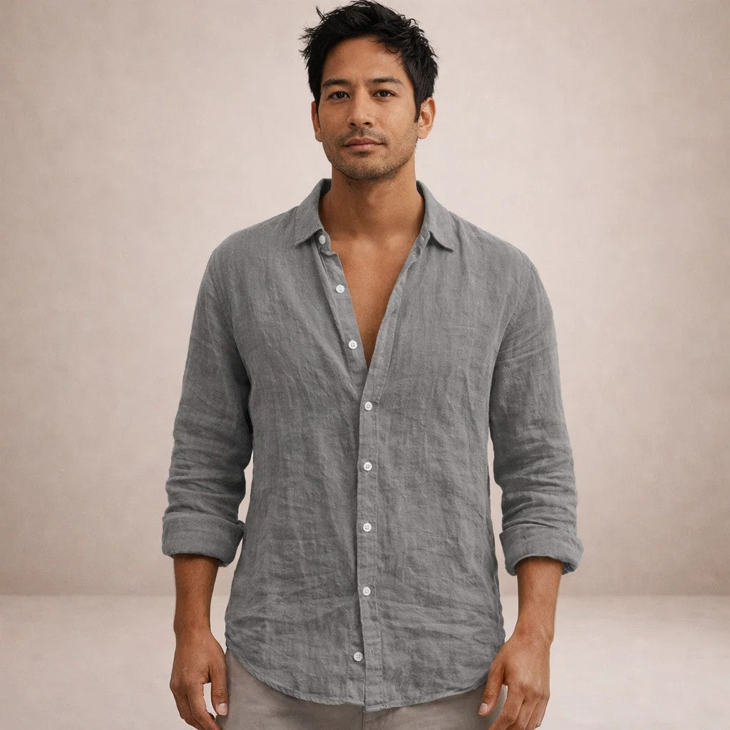 Męska koszula z długim rękawem zapinana na guziki-Shirts for men-Olave