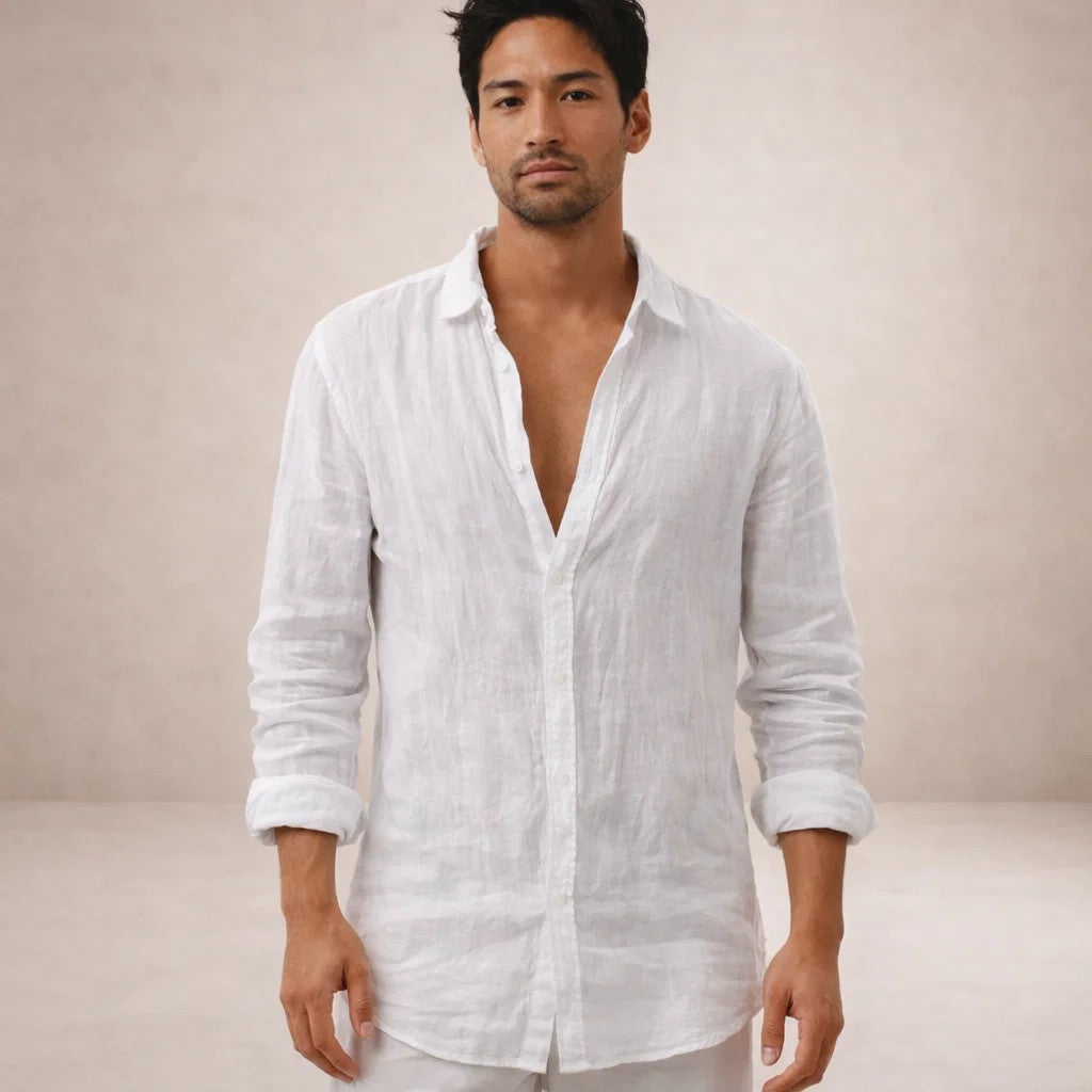 Męska koszula z długim rękawem zapinana na guziki-Shirts for men-Olave
