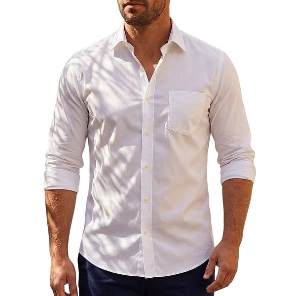 Męska koszula z długim rękawem zapinana na guziki-Shirts for men-Olave