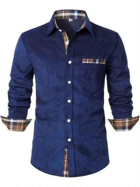 Męska koszula z guzikami z przodu i długim rękawem-Shirts for men-Olave