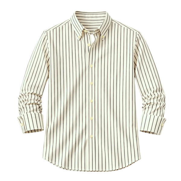Męska koszula z kołnierzem button-down, długimi rękawami i wzorem w paski-Shirts for Men-Olave